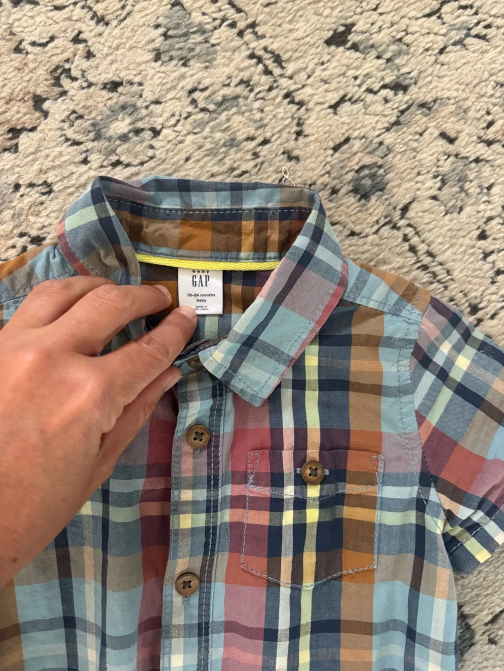 Baby GAP Plaid Collared Onesies in Green & Blue Tones